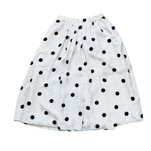 Women's Fink Midi Skirt Size M White Black Polka Dot Flowy Skirt w/Pockets